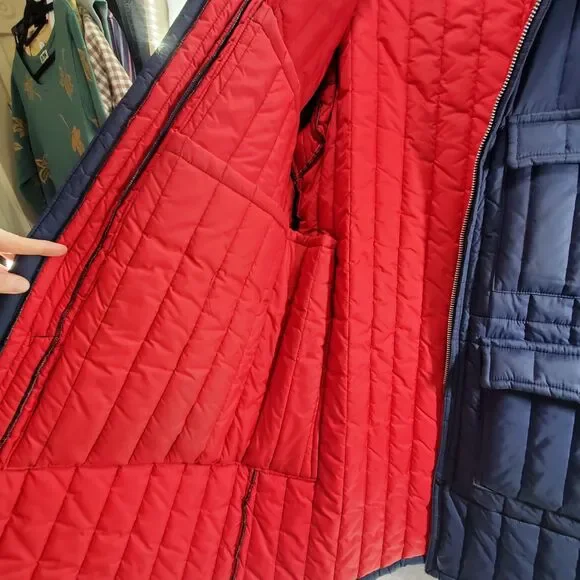 XL Vintage Photo Coat HUGE Interior Pockets Camera Gear Jacket Quilted Long - Picture 12 of 13